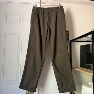 ADSUM olive green cotton pull on straight leg cropped pants